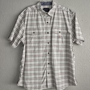 Carhartt Men's Relaxed Fit Short Sleeve Plaid Button Down Shirt Size 2XL